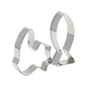 Unique Bargains Cookie Cutters 2-Piece Cat & Fish Cookie Cutter Set Dishwasher Safe Stainless Steel Silver Tone 1Set - 1 of 4