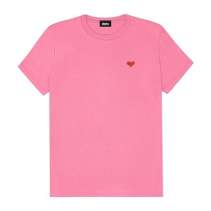 Dalix Pixel Heart Embroidered Lightweight Relaxed Jersey Tee Summer Cute Love Womens - 1 of 4