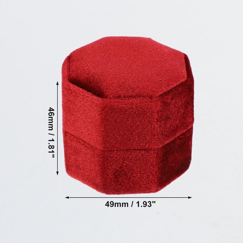 Unique Bargains Octagon Velvet Ring Box 2 Slots for Wedding Ceremony Proposal Engagement Birthday 1 Pc, 4 of 7