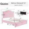 Bed Frame with LED Lights and Charging Station, 50" Tall Storage Headboard - 2 of 4