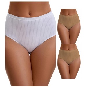 INSPIRE CHIC Women's Cotton High Waist Briefs Breathable Underwear, Available in Plus Size 3 Packs - 1 of 4
