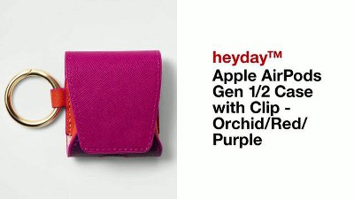 Heyday Faux Leather Case w/Clip fits Apple AirPods Gen 1 & 2 -  Orchid/Red/Purple
