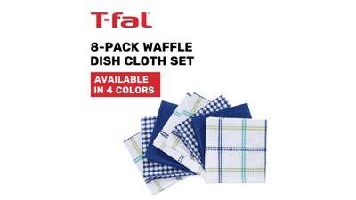 T-fal Premium Kitchen Towel (4-Pack), 12x13 Highly Absorbent, Super Soft  Long Lasting 100% Cotton Flat Waffle Dish Towel for Washing Dishes, Gray