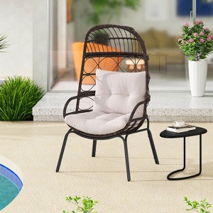 Costway Patio Wicker Rattan Egg Chair with Seat & Back Cushions Metal Indoor Outdoor - 1 of 4