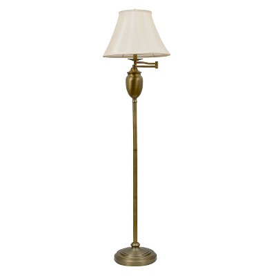 59" 3-way Antique Swing Arm Floor Lamp Brass - J.Hunt