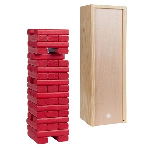 WE Games Wood Block Stacking Party Game That Tumbles Down when you play - Includes 12 in. Wooden Box and die - 1 of 4