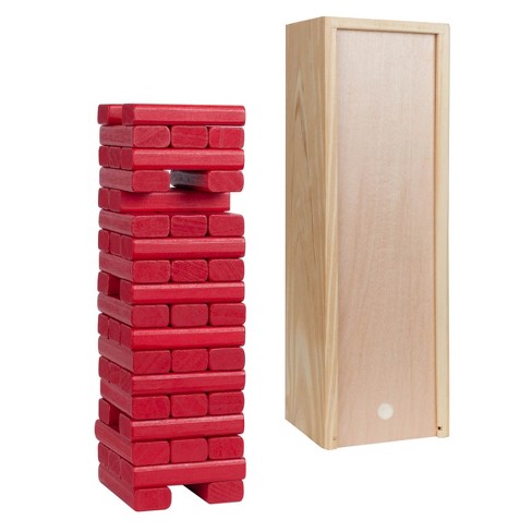 We Games Wood Block Stacking Party Game That Tumbles Down When You Play -  Includes 12 In. Wooden Box And Die : Target