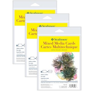 Strathmore 300 Series Mixed Media Cards & Envelopes, Full Size, 5x6.875 inch, 6 Per Pack, 3 Packs - 1 of 4