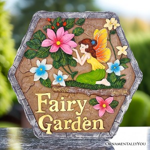 Fairy Kisses and Flowers Garden Stepping Stone, 9.5" Outdoor Decoration Statue| OrnamentallyYou - 1 of 4