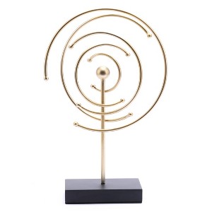 LuxenHome 16.12" LuxenHome Gold Metal Abstract Spiral Tabletop Decor with Black Wood Base.. - 1 of 4