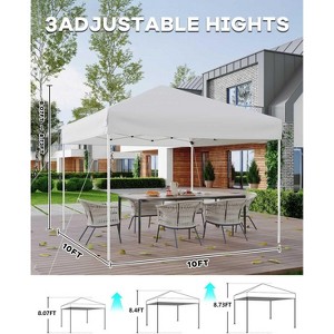 CuisinSmart 10x10 Pop Up Canopy Tent, Outdoor Tent with 3 Adjustable Height, Easy Set Up Canopy with 4 Sandbags & Carrying Bag - 1 of 4