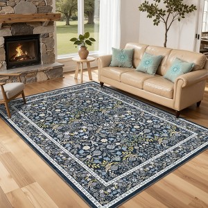 Non-Slip Floral Carpet, Machine Washable, Soft Short-Pile Indoor Rug, Perfect for Bedrooms, Dining Rooms, Dormitories, and Offices. - 1 of 4