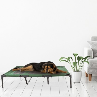 X-Large Green Elevated Outdoor Pet Bed with Mesh Panel