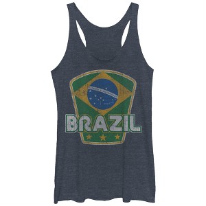 Women's Lost Gods Brazil Flag Stars Racerback Tank Top - 1 of 3