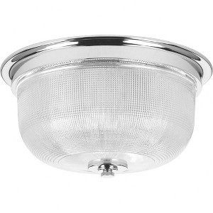 Progress Lighting Archie Collection 2-Light Flush Mount, Chrome, Double Prismatic Glass - 1 of 2