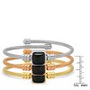 Steeltime Ladies 3pc set stainless steel, 18k gold plated, and 18k rose gold plated stackable twisted cable wire and simulated onyx bracelet - image 3 of 3