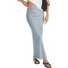 Women's Elegant Satin Maxi Skirt - High Waist A-Line Long Skirt with Smooth Zipper Grey - 3 of 4