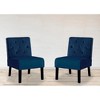 Velvet Armless Button Tufted Accent Chairs 2-Piece Set with Curved Back, Tapered Wooden Legs and High-Density Foam, Modern Sleek Design - 4 of 4