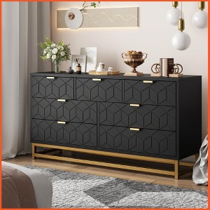 Dresser for Bedroom, 53.5" Wide Dresser Organizer, 7 Drawer with Golden Metal Handle and Legs - 1 of 4