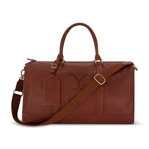 Yellowstone real leather 21 inch duffle, with burnished gold detailing - 1 of 4