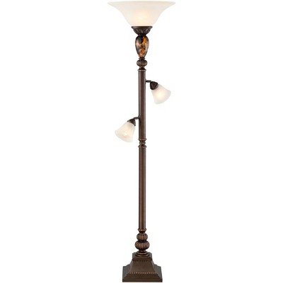 Bronze Tortoise Shell Adjustable Torchiere Floor Lamp