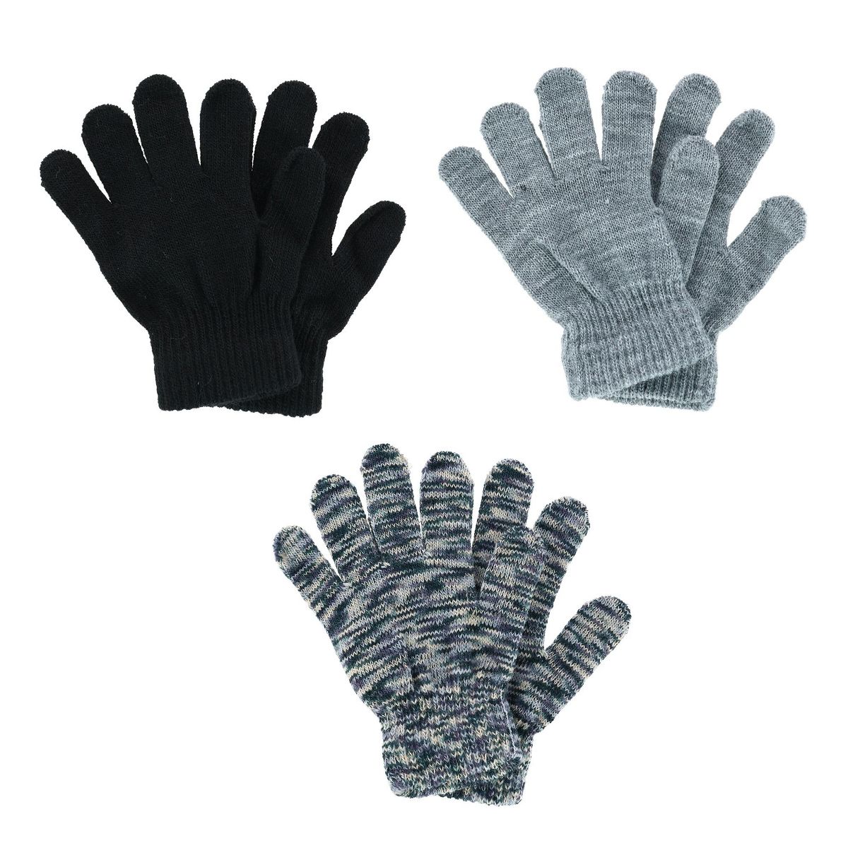 Polar Extreme Boy's One Size Multi Knit Magic Gloves (Pack of 3)