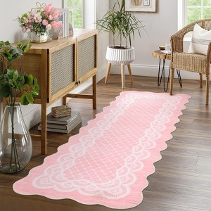 Washable Modern Scalloped Rug Non Slip Low Pile Rug Soft Contemporary Floor Cover Foldable Indoor Carpet for Living Room Bedroom Playroom Nursery - 1 of 4