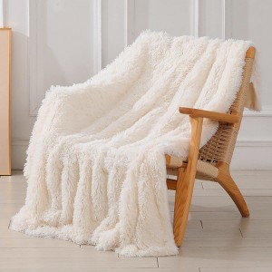 Aoibox Decorative Extra Soft Fuzzy Faux Fur Throw Blanket,Solid Reversible Long Hair Shaggy Blanket,Fluffy Cozy Plush Comfy Microfiber Fleece Blankets - 1 of 4