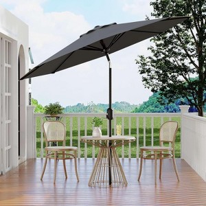 TackView 9FT Patio Market Umbrella with Crank Handle, Outdoor Table Octagon Umbrella with 8 Steel Ribs for Yard Poolside Deck - 1 of 4