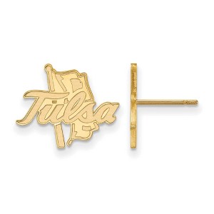 Black Bow Jewelry 10k Yellow Gold Tulsa Golden Hurricanes NCAA Post Earrings - 1 of 3