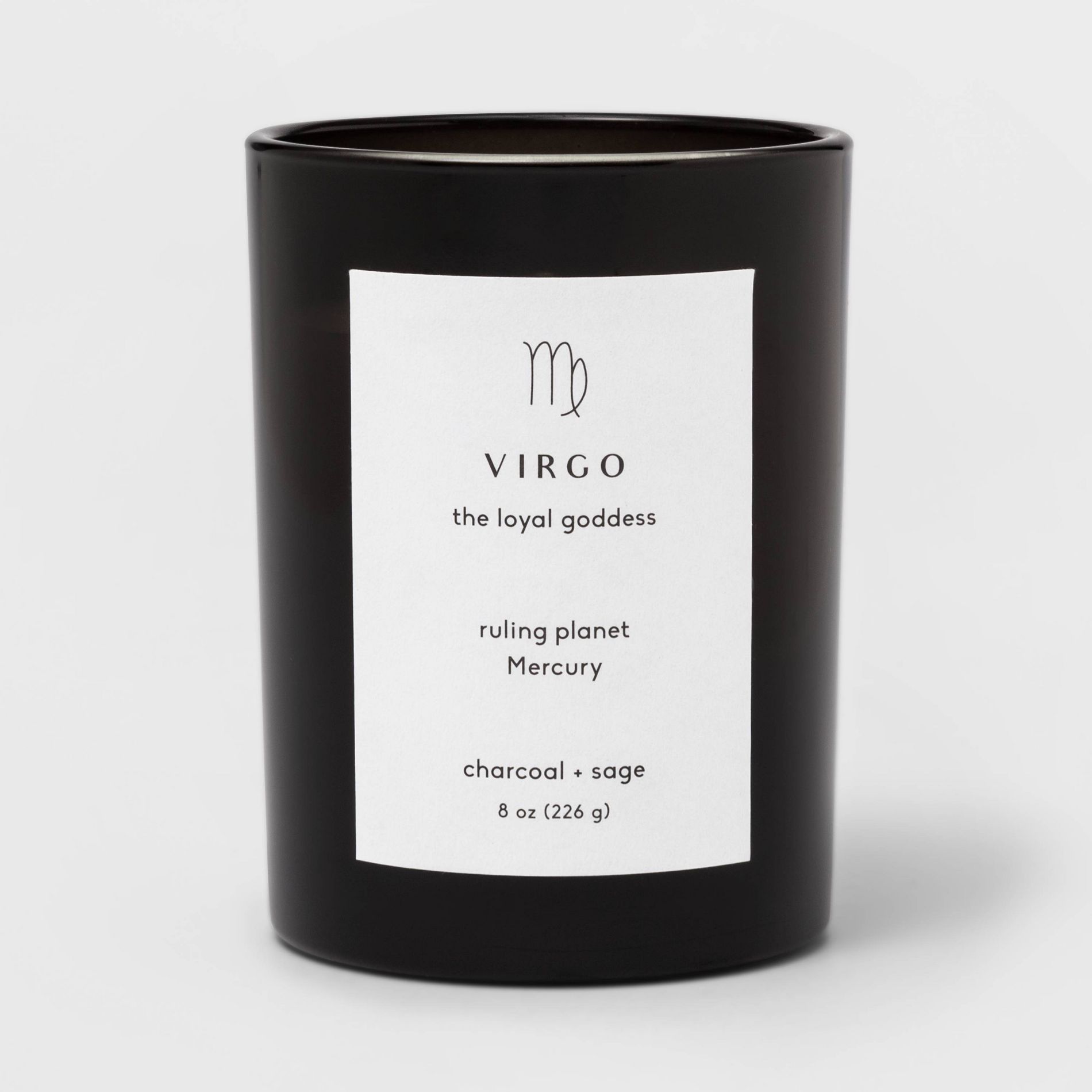 8oz Glass Jar Zodiac Virgo Candle Black - Threshold™