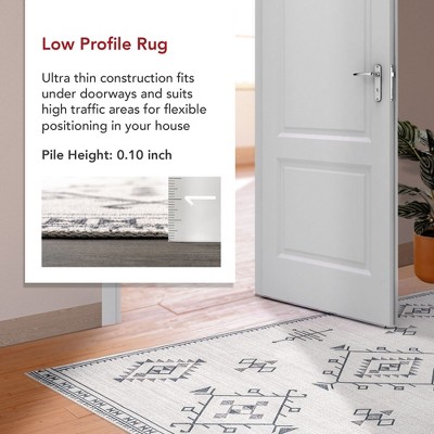 Cream Southwestern 16x10 Washable Synthetic Area Rug