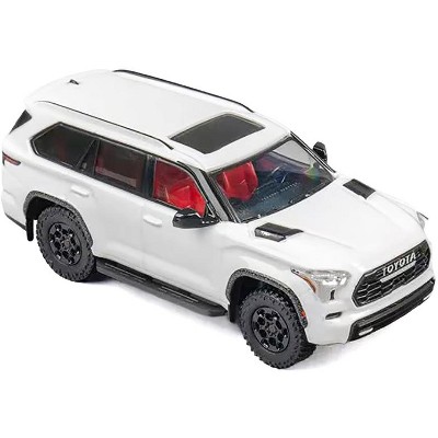2024 Toyota Sequoia White with Red Interior 1/64 Diecast Model Car by CM Model
