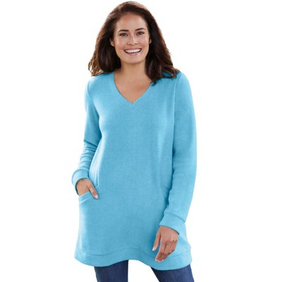 Woman Within Plus Size High Pile Fleece Sweatshirt Tunic
