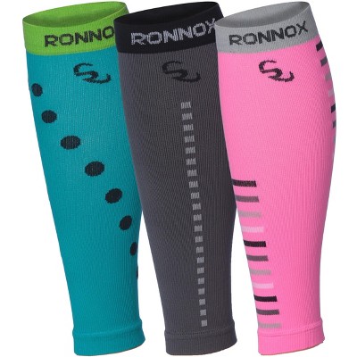 Tipi Toe Unisex 3 Pairs Harmonious Hues Calf Compression Tube Sleeves 12-14 mmHg Great for Athletic & Medical Use