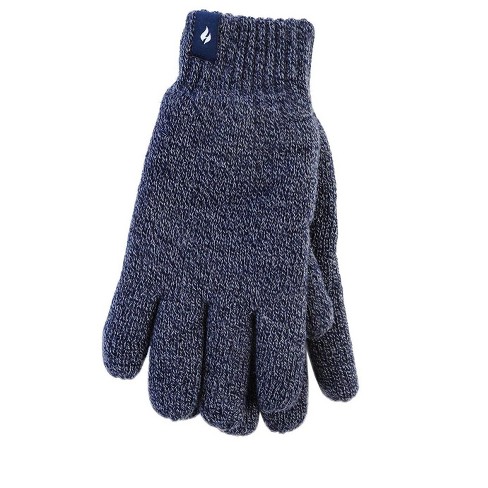 Men's Flat Knit Gloves Solid Navy / Medium/Large