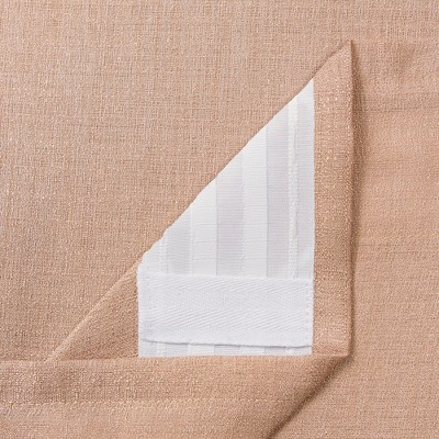 Beige Faux Belgian Flax Semi-Sheer Curtain Panels, 52x63 Inches
