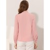 INSPIRE CHIC Women's Tie Neck Contrast Color Button Down Long Sleeves Shirt - 4 of 4