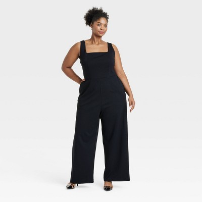 Women's Wide Leg Jumpsuit - Ava & Viv™ Black 1X