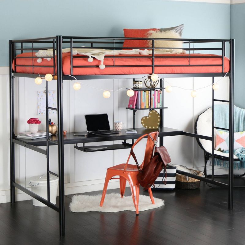 Full Analise Metal Loft Bed with Wood Desk - Saracina Home, 1 of 9