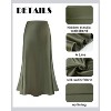 Cheetah Print Satin Midi Skirt - Women's High Waist A-Line Skirt with Elastic Waistband Army Green - 4 of 4