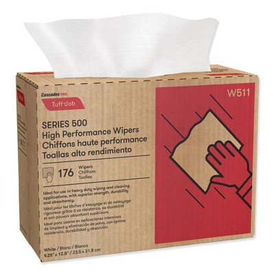 Cascades PRO Tuff-Job S500 High Performance Wipers, 9.25 x 12.5, White, 176/Box, 10 Box/Carton