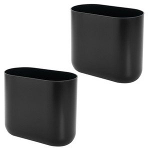 iDesign Set of 2 Small Oval Plastic Bathroom Trash Cans - 1 of 4