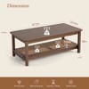 Bekrvio 47.2'' Boho Mid Century Modern Coffee Table, 2-Tier Rustic Rectangle Wood Center Table with Wood Legs & Rattan Shelf, for Living Room - 4 of 4