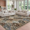 Modern Washable Area Rug, Vintage Distressed Throw Carpet with Non Slip Backing, Low Pile Stain Resistant Floor Cover for Home - 2 of 4