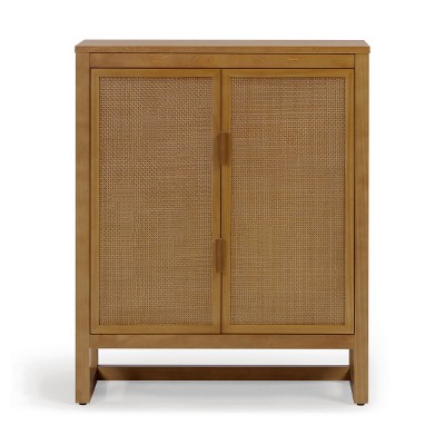 Teamson Home Hatteras Accent Cabinet with 2 Rattan Inlay Doors and Adjustable Shelves