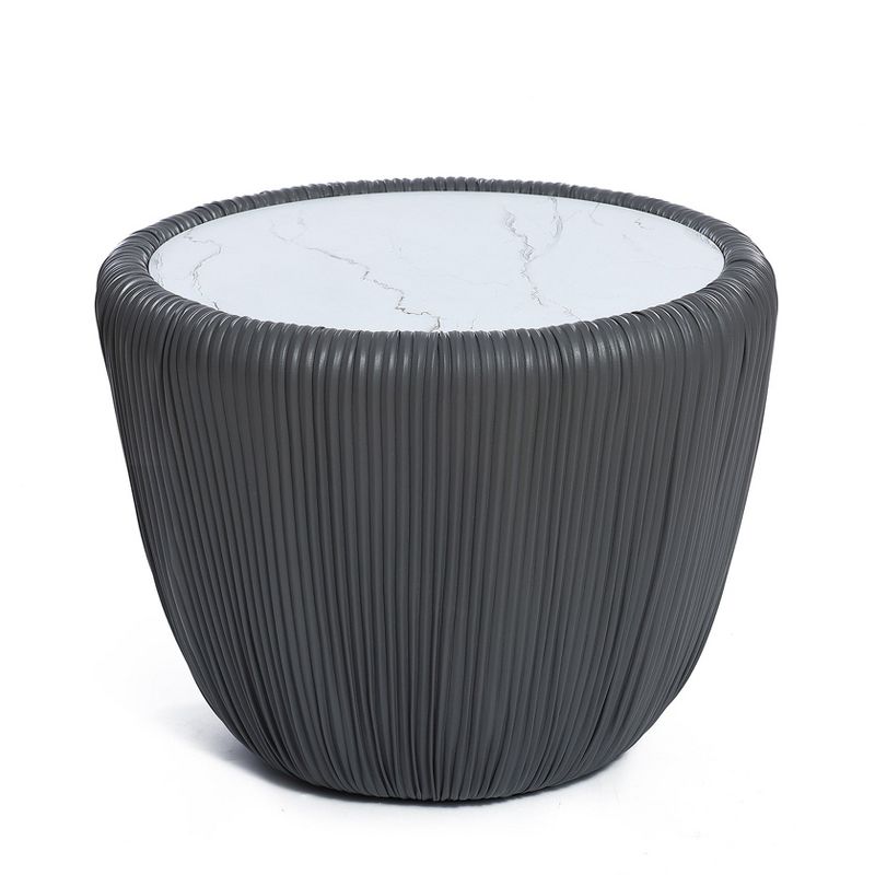 LuxenHome Gray Round Accent Side Table, 2 of 5