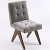 YOUNIKE Modern Upholstered Chair Dining Room Armless Kitchen Chairs Set of 4 Linen Fabric Chair Vanity with 4.7" Thick Cushion Wood V-Leg - 2 of 4