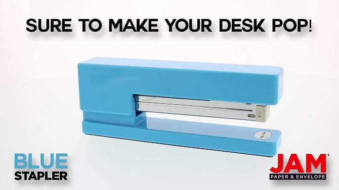 JAM Paper Modern Desk Stapler - Blue, 2 of 7, play video