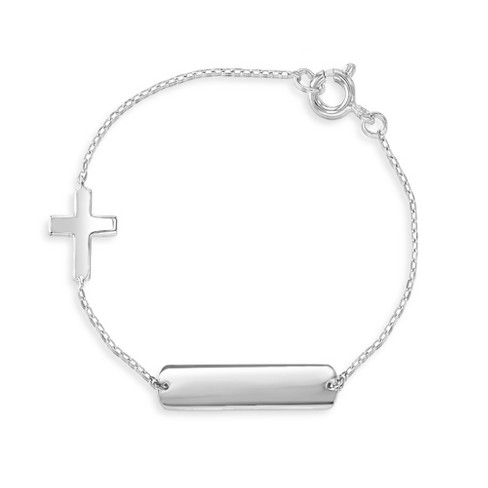 Baby Girls' Cross Tag Id Bracelet Sterling Silver - In Season